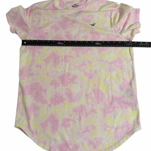 Hollister Pink and Yellow Curved Hem Tie-Dye Tee - Picture 3 of 6